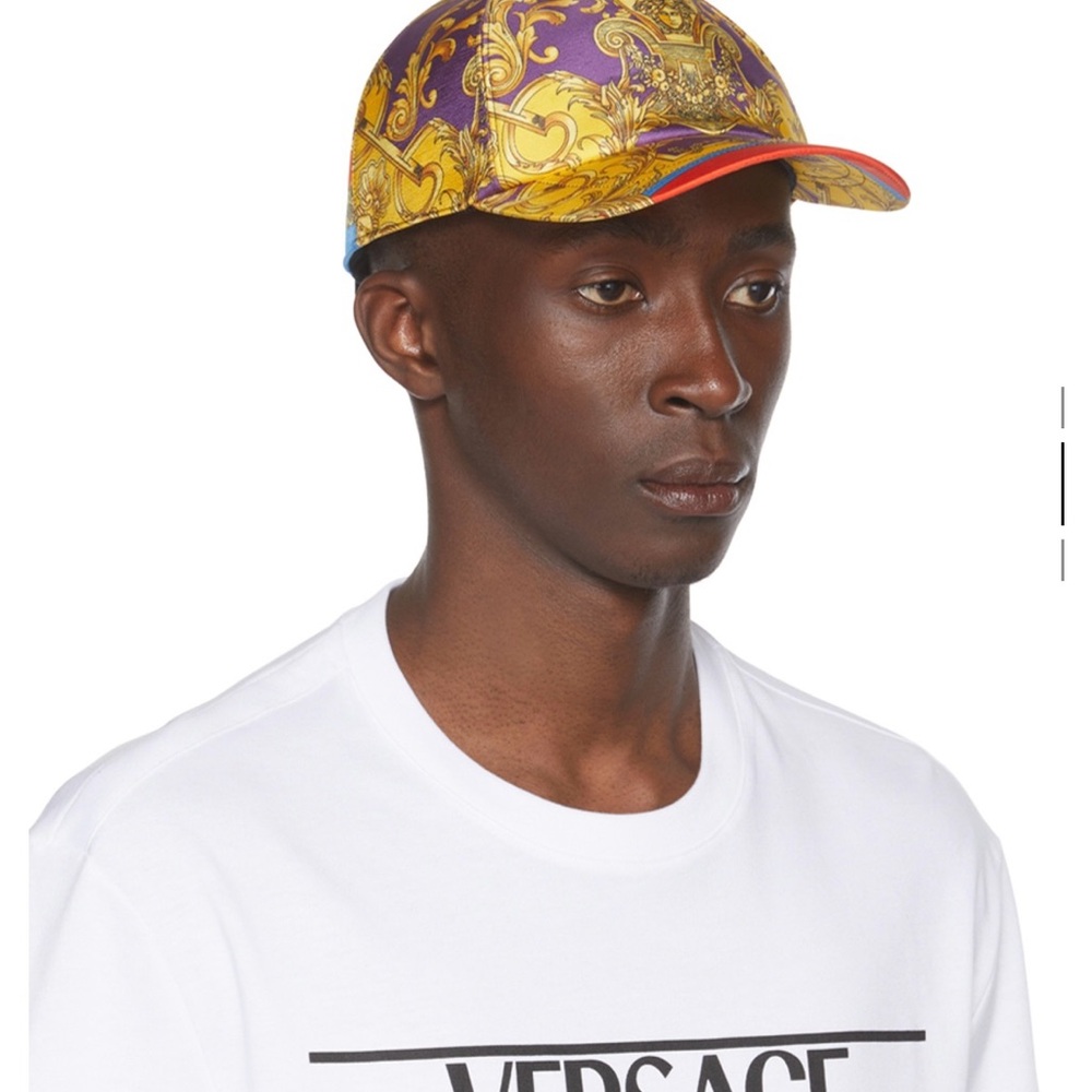 VERSACE Multicolor Silk Barocco Goddess Cap Hat